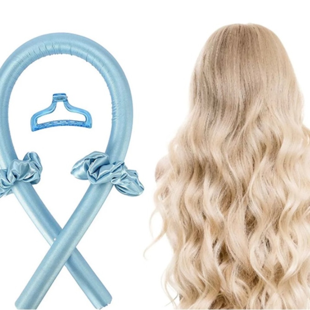 Heatless Curling Rod 4 Piece Overnight Curling Wrap Kit in Blue